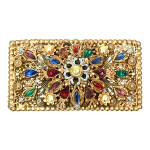 Vintage Thieves of Baghdad Signed Enamel, Glass and Faux Pearl Pin / Brooch