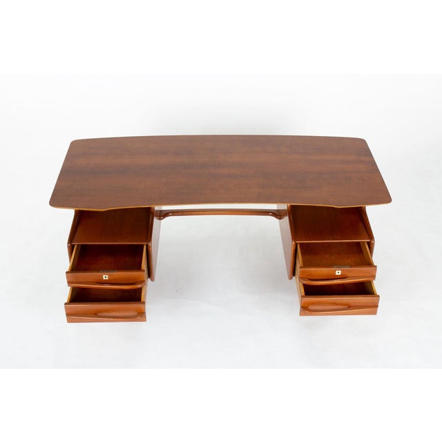 Vintage Executive Desk in Mahogany by Jacques Hauville, 1950s For Sale - Image 6 of 13