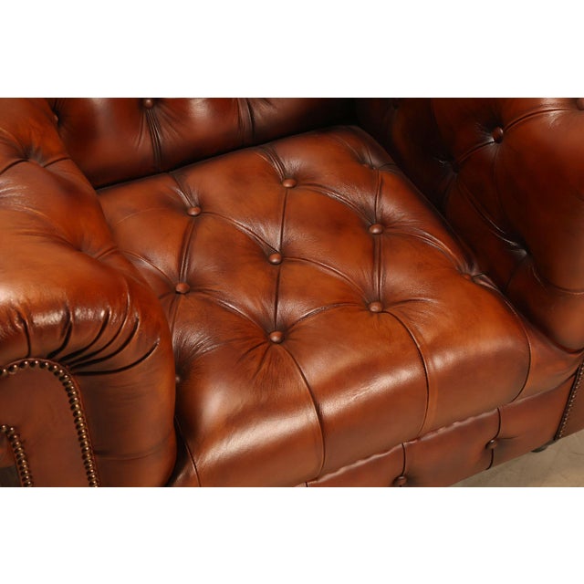 2020s Chesterfield Style Tufted Brown Leather Club Chair For Sale - Image 5 of 16