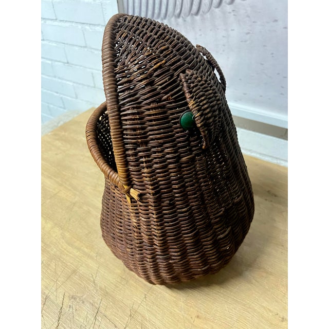 Vintage Mid-Century Wicker Frog Wastebasket For Sale - Image 4 of 9
