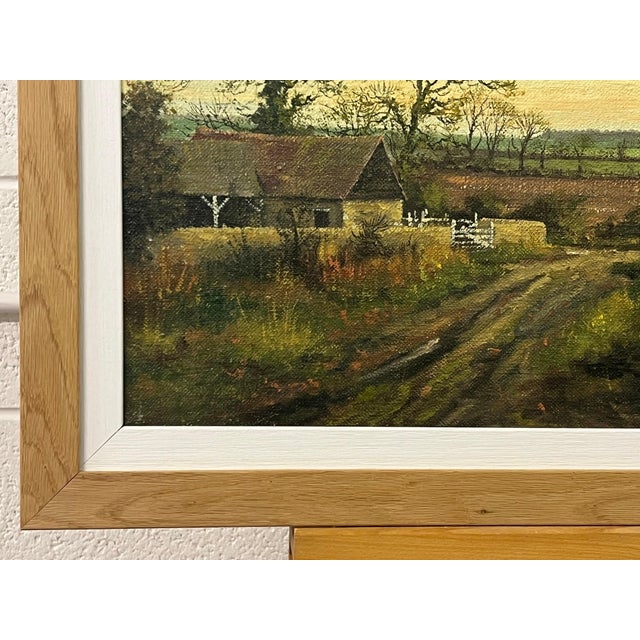 Old Barn Scene of a Farm in the English Countryside by British Landscape Artist 1980 Circa For Sale - Image 16 of 16