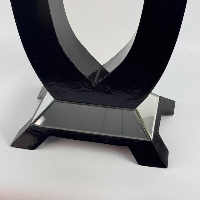 Art Deco Round Mirrored Bar Table in Black Painted Wood, 1930s For Sale - Image 15 of 18