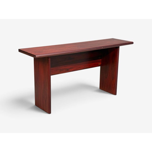 Mid-Century Modern Sannemann, Convertible Console or Dining Table, Rosewood, Brass, Denmark, 1970s For Sale - Image 3 of 18