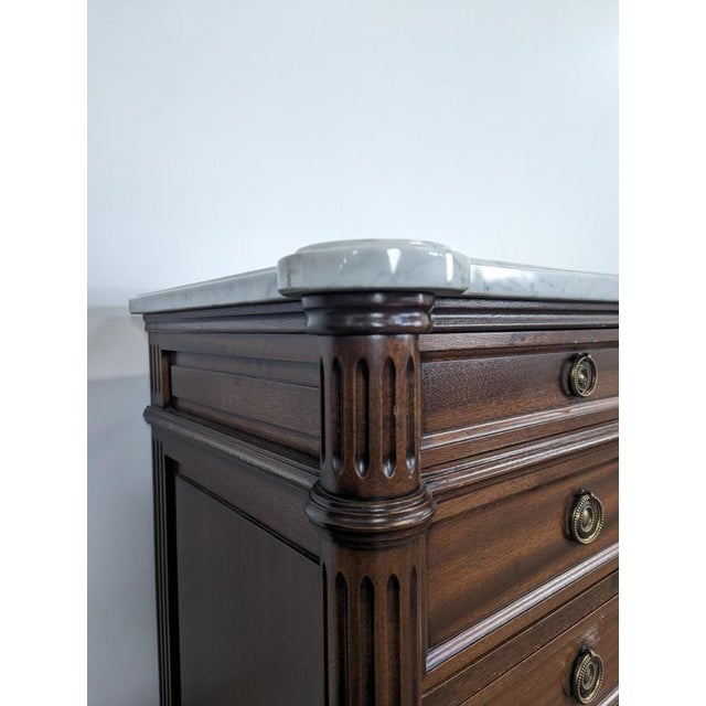 Louis XVI Style Chest of Drawers in Mahogany and Carrara Marble For Sale - Image 6 of 10