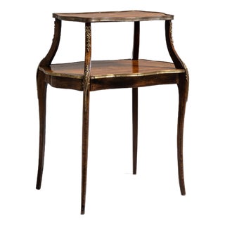 1880-1889 France Rich Walnut Brown Two-Tier Walnut Side Table For Sale