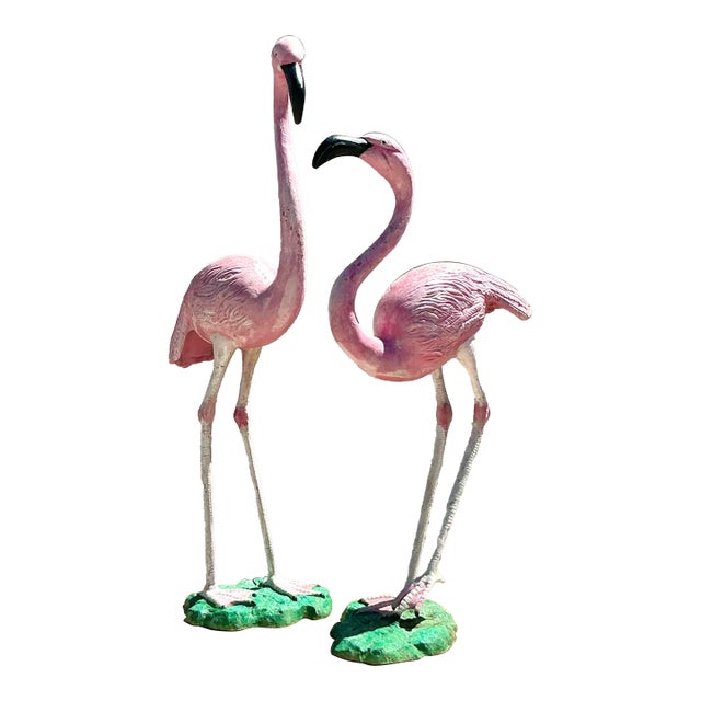 Vintage Coastal Cast Iron Flamingos - A Pair For Sale