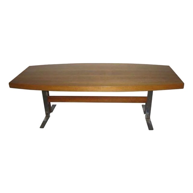 Vintage Swedish Mid-Century Modern Teak Coffee Table With Chrome Base For Sale