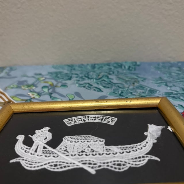 Traditional Venezia Miniature Lace Art in Gilded Frame For Sale - Image 3 of 6