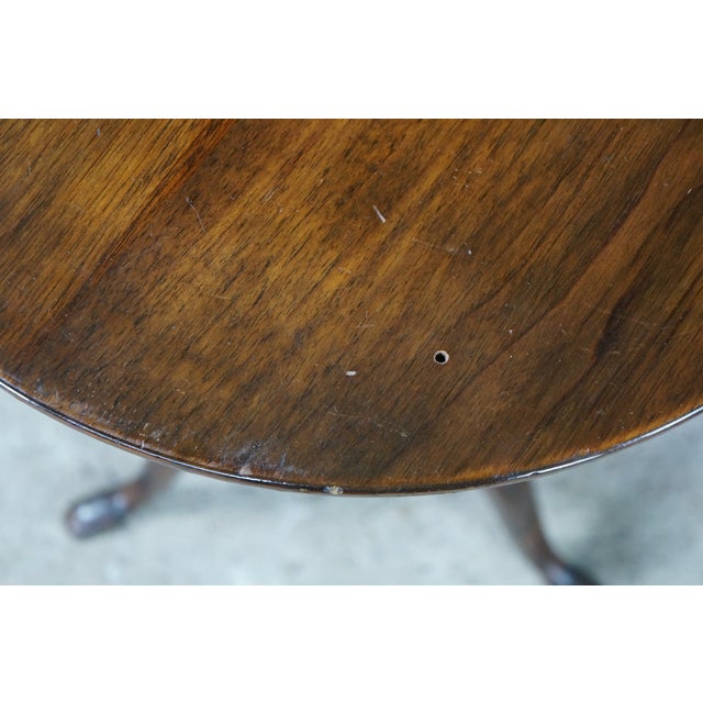 Antique Georgian Style Round Mahogany Tripod Base Candle Stand Wine Side Table For Sale - Image 6 of 18
