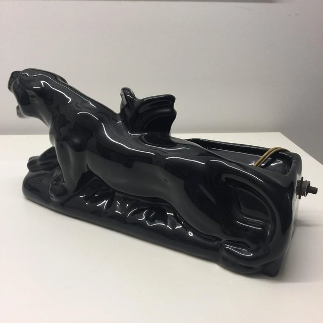 Ceramic Art Deco Italian Ceramic Black Panther Table Lamp, 1920s For Sale - Image 7 of 7