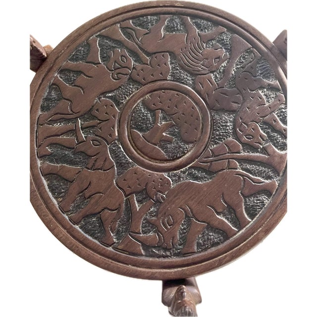 Vintage Hand-Carved African Game Table / Mancala Table From Malawi For Sale - Image 9 of 12