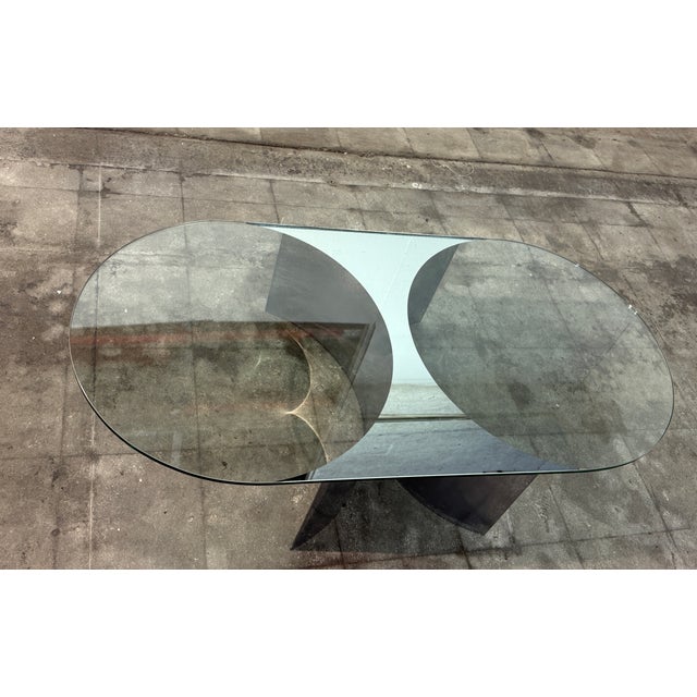 Metal Italian Mid-Century Modern Glass and Metal Coffee Table by G Raimondi, 1970s For Sale - Image 7 of 9