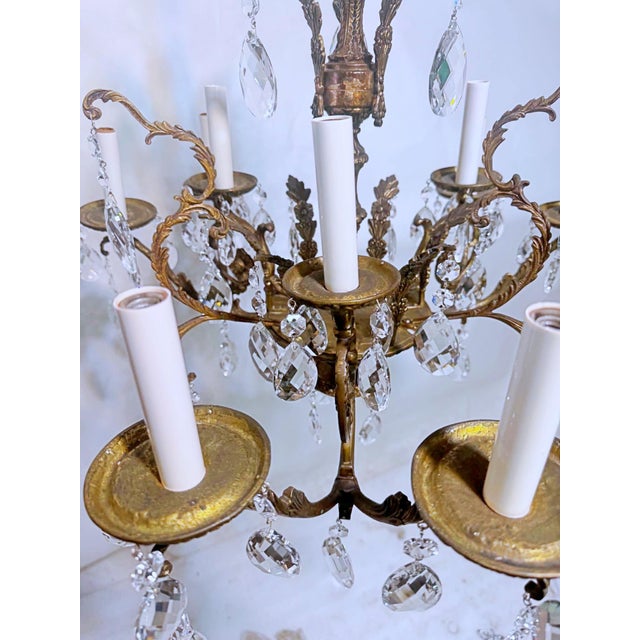 1920s Vintage Spanish Chandelier With Crystal Prisms For Sale - Image 12 of 15