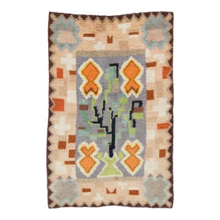 Vintage Swedish Rya Rug With Polychromatic Geometric Motifs - Rug & Kilim For Sale