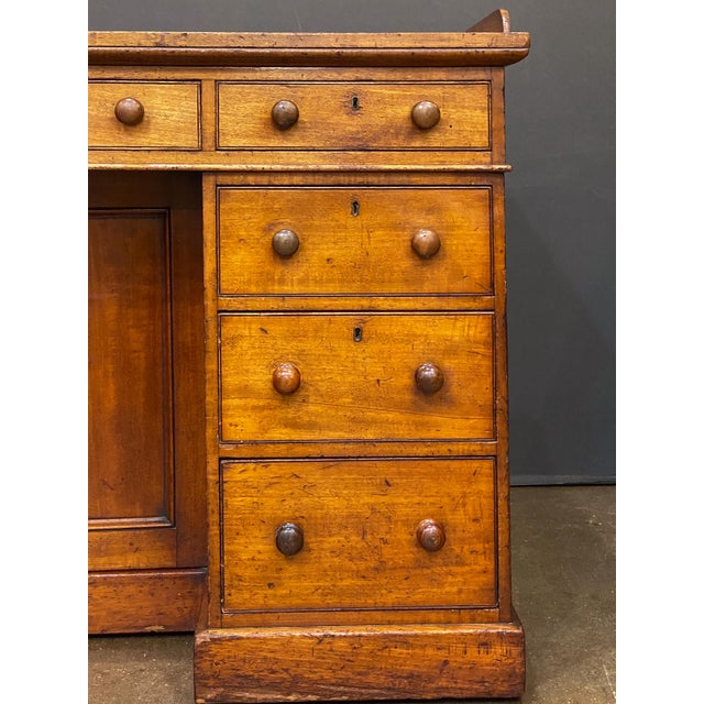 Wood Large English Pedestal Desk With Kneehole Cabinet of Mahogany For Sale - Image 7 of 11