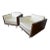 Mid 20th Century Walnut Case White Leather Cube Chairs Vintage in the Style of Milo Baughman - a Pair For Sale