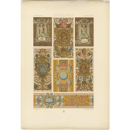 Late 19th Century Racinet, Renaissance Religious Ornament, 1873, Chromolithographs, Set of 3 For Sale - Image 5 of 9