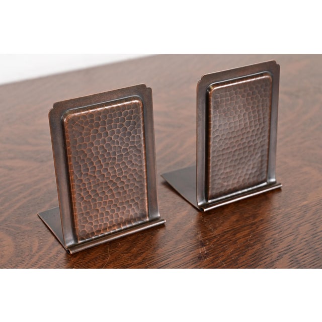 Roycroft Arts & Crafts Hammered Copper Bookends, Circa 1920s For Sale - Image 13 of 13