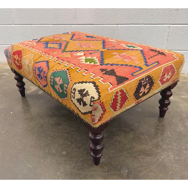 2020s George Smith Kilim Ottoman For Sale - Image 5 of 8