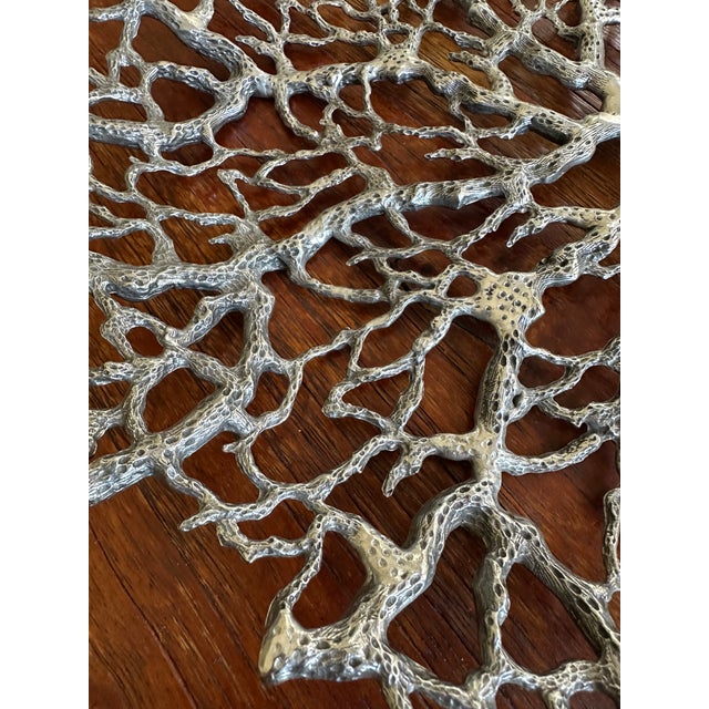 1990s Vintage 15” Faux Coral Metal Shallow Bowl For Sale - Image 5 of 18