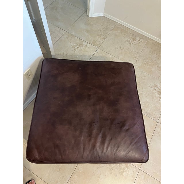 Art Deco 1990s Palecek Presidents Stick Reed Rattan Nantucket Ottoman Footstool For Sale - Image 3 of 12