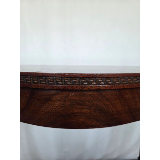 1960s Neoclassical Revival Hardwood Pier/Console Table W/ Greek Key Apron and Turned Legs For Sale - Image 4 of 10