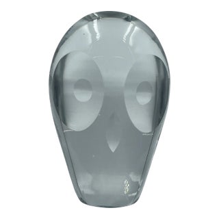 Vintage Modernist Crystal Owl Sculpture For Sale