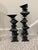 Monumental Signed Modernist/Brutalist Sculptural Candlesticks in Verdigris Patinated Bronze, 1970s, a Pair For Sale - Image 9 of 12
