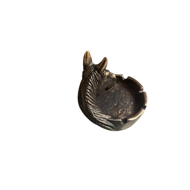 Goldenrod Brass Horse Head Ashtray For Sale - Image 8 of 10