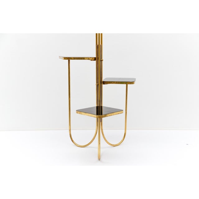 Metal Mid-Century Modern Brass and Glass Étagère, Austria,1950s For Sale - Image 7 of 10