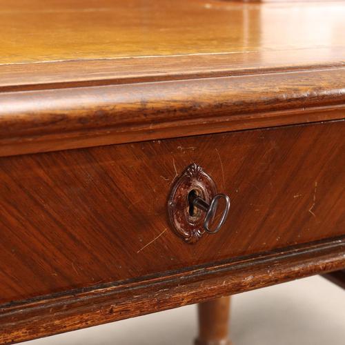 Antique Desk in Walnut with Leather Insert and Drawers, Italy, Late 19th Century For Sale - Image 6 of 10