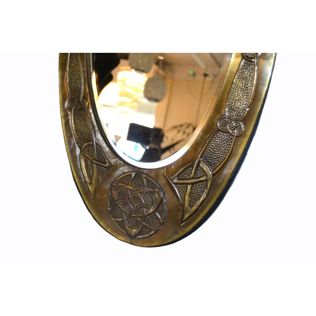 Arts And Crafts Celtic Knot Design Oval Bronze Wall Mirror From