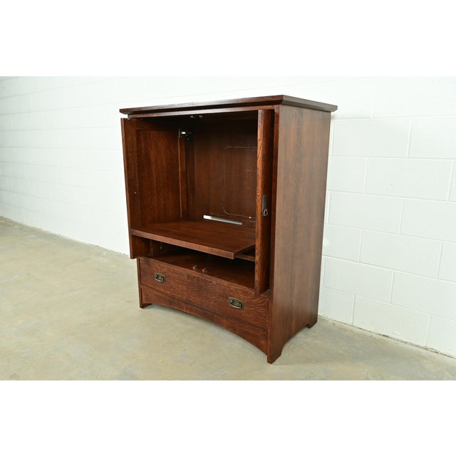 Stickley Mission Oak Arts & Crafts Media Cabinet For Sale In South Bend - Image 6 of 18