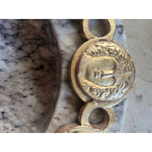 Really rare Italian marble tray with gold intaglios.