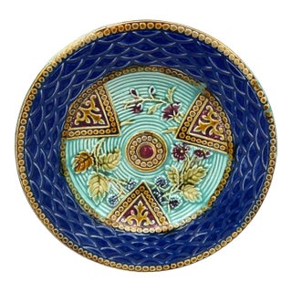 French Majolica Plate Onnaing, Circa 1890 For Sale