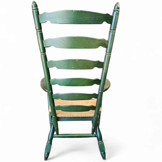 Vintage transparent Green Wooden Arm Chair / Rush Seat / high back Ladder chair .product__section-details...