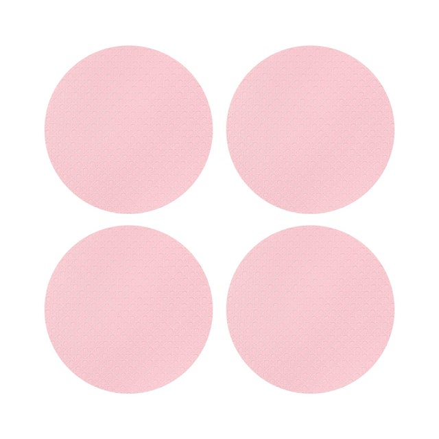 Solid Blossom Vegan Leather Round Cane Placemat, Set of 4 For Sale - Image 4 of 5