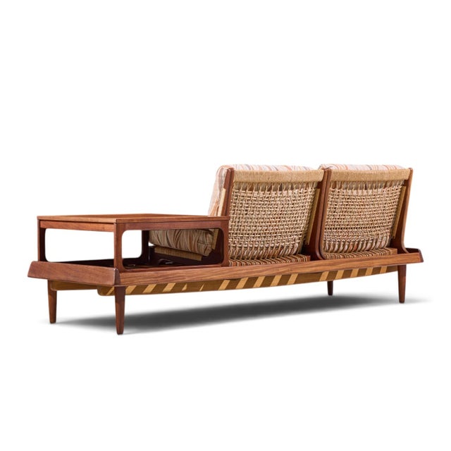 Hans Olsen Model 161 Danish Teak and Cane Modular 2-Seat Sofa With Table - Pair For Sale - Image 11 of 18