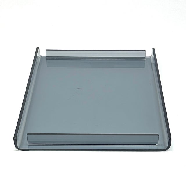 Sleek Cool Grey Lucite Serving Trays For Sale - Image 11 of 13