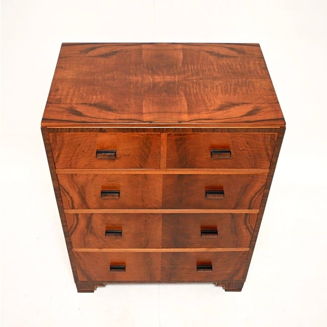 Brown Art Deco Figured Walnut Chest of Drawers from Heals, 1930 For Sale - Image 8 of 11
