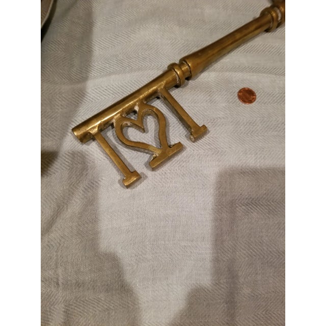 Metal Vintage Large Brass Key For Sale - Image 7 of 8