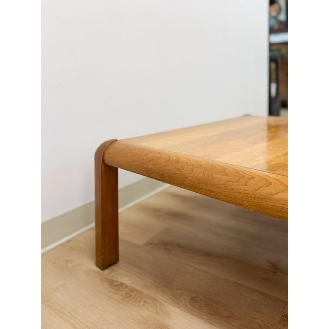 Tan Vintage Lane Altavista Walnut Coffee Table MCM Square Blonde Wood Round Edges For Sale - Image 8 of 12