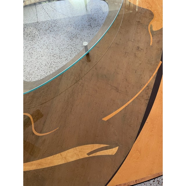 1980s Carlo Malnati MCM Triangle Glass Platter Coffee Table For Sale - Image 13 of 18
