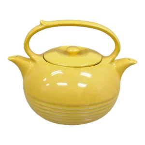 Vintage Invento Products Hall China Yellow Art Deco Twin Spout Divided Tea Pot