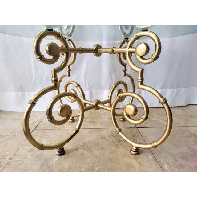 Modern Gold Painted Wrought Iron Base & Glass Top Side Table Chairish