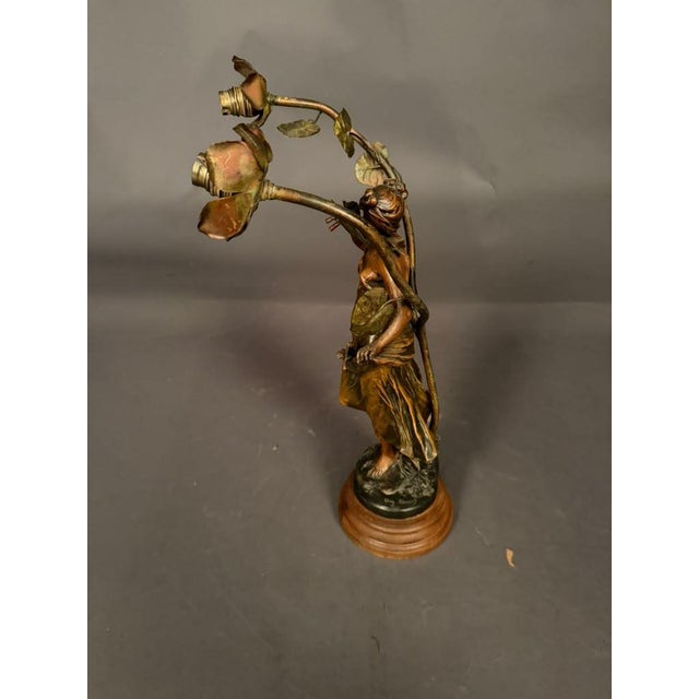 French Statue Table Lamp After Moreau, Circa 1920 For Sale - Image 9 of 12