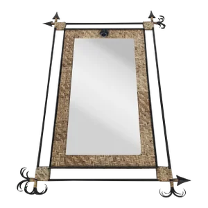 1990s Iron Frame and Cane Wall Mirror