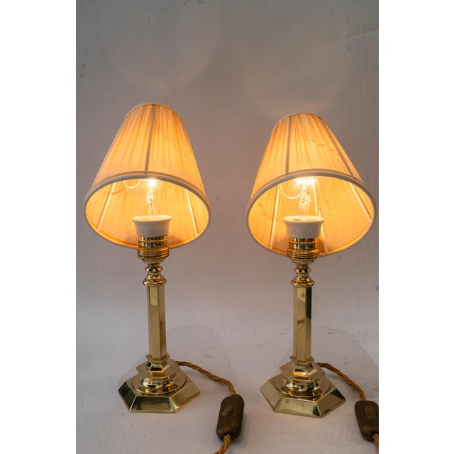 Small Art Deco Table Lamps with Fabric Shades, Vienna, Austria, 1920s, Set of 2 For Sale - Image 13 of 17
