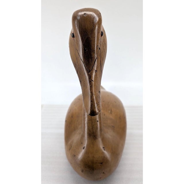 Tall Decoy Wooden Swan – 1970s Oversized Sculpture Americana Hand-Carved Folk Art 27" For Sale - Image 4 of 7