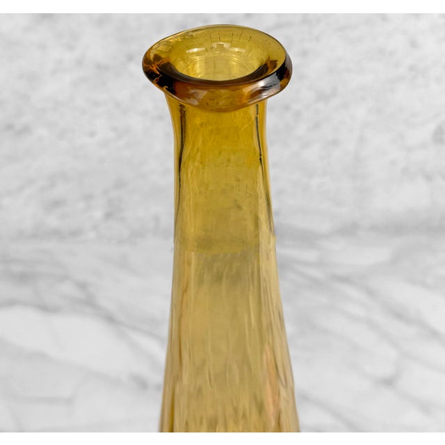 1950s Mid-Century 24" Italian Empoli Amber Optic Art Glass Genie Bottle For Sale - Image 5 of 8